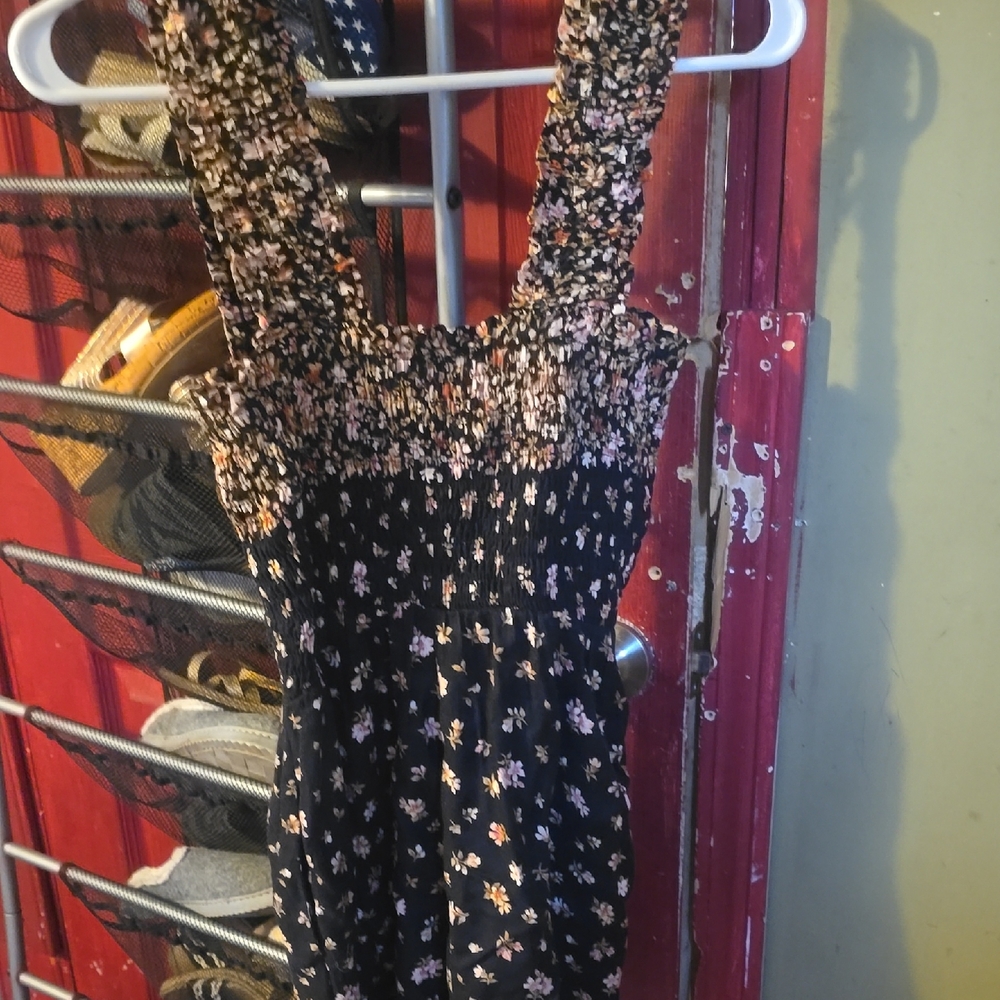 American Eagle Outfitters Floral Jumpsuit - Black and Pink